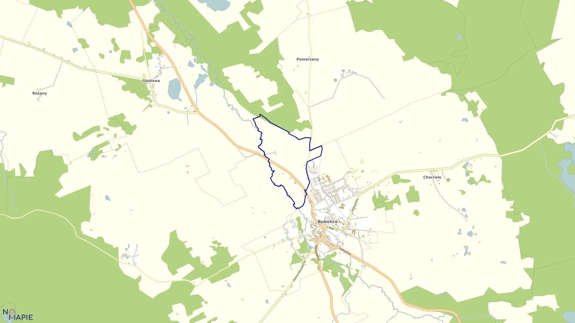 Mapa obrębu Bobolice 1 w gminie Bobolice